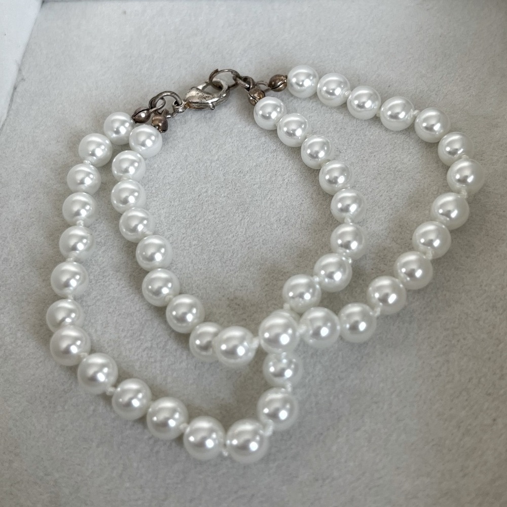 Faux pearl double bracelet
